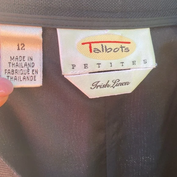 Talbots black linen button front a line skirt 12 - Picture 3 of 7